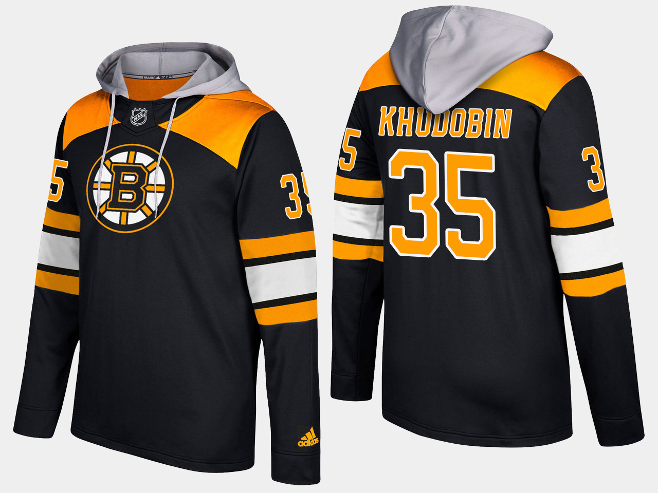 Men NHL Boston bruins #35 anton khudobin black hoodie->boston bruins->NHL Jersey
